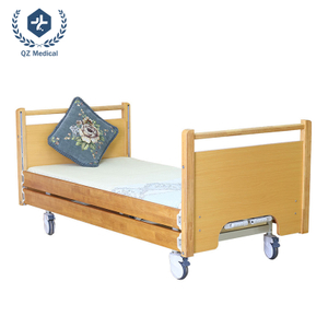 Cama manual para cuidados domiciliarios de 2 funciones con respaldo de 75&deg; y colch&oacute;n impermeable - Cama ajustable de madera maciza para pacientes mayores encamados, ruedas silenciosas y colch&oacute;n ventilado de 6 cm incluido