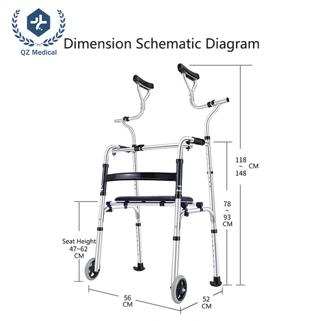 Soporte para axilas Walker Flip Seat 360 lbs Aluminio ligero
